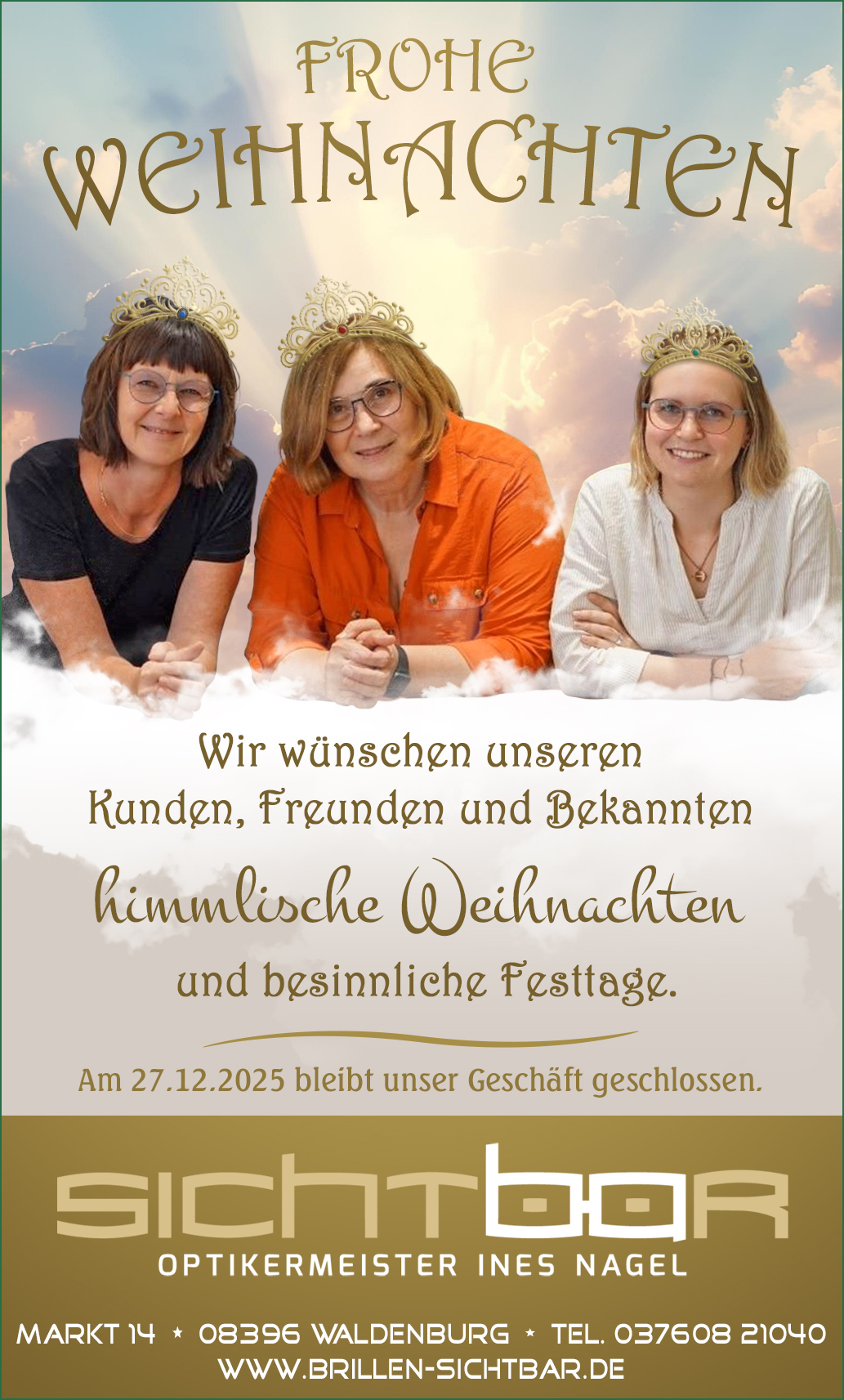 Augenoptik Sichtbar wünscht fröhliche Weihnachten!